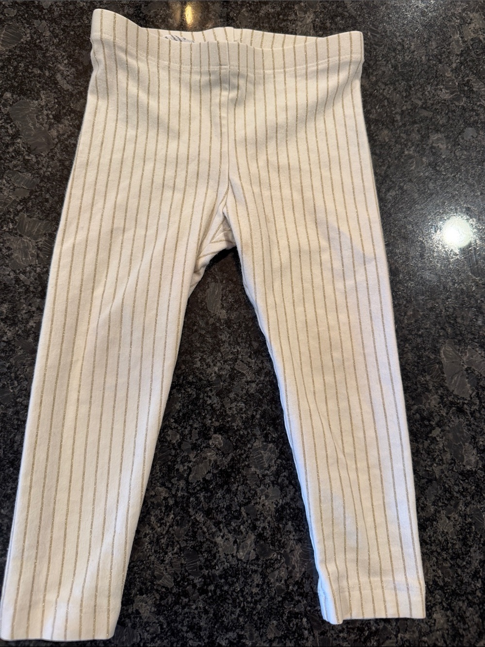 Tea Collection Cream Leggings with Thin Gold Stripes